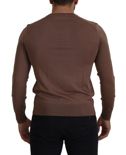 Dolce & Gabbana Brown Wool Men V-neck Pullover Sweater by Dolce & Gabbana