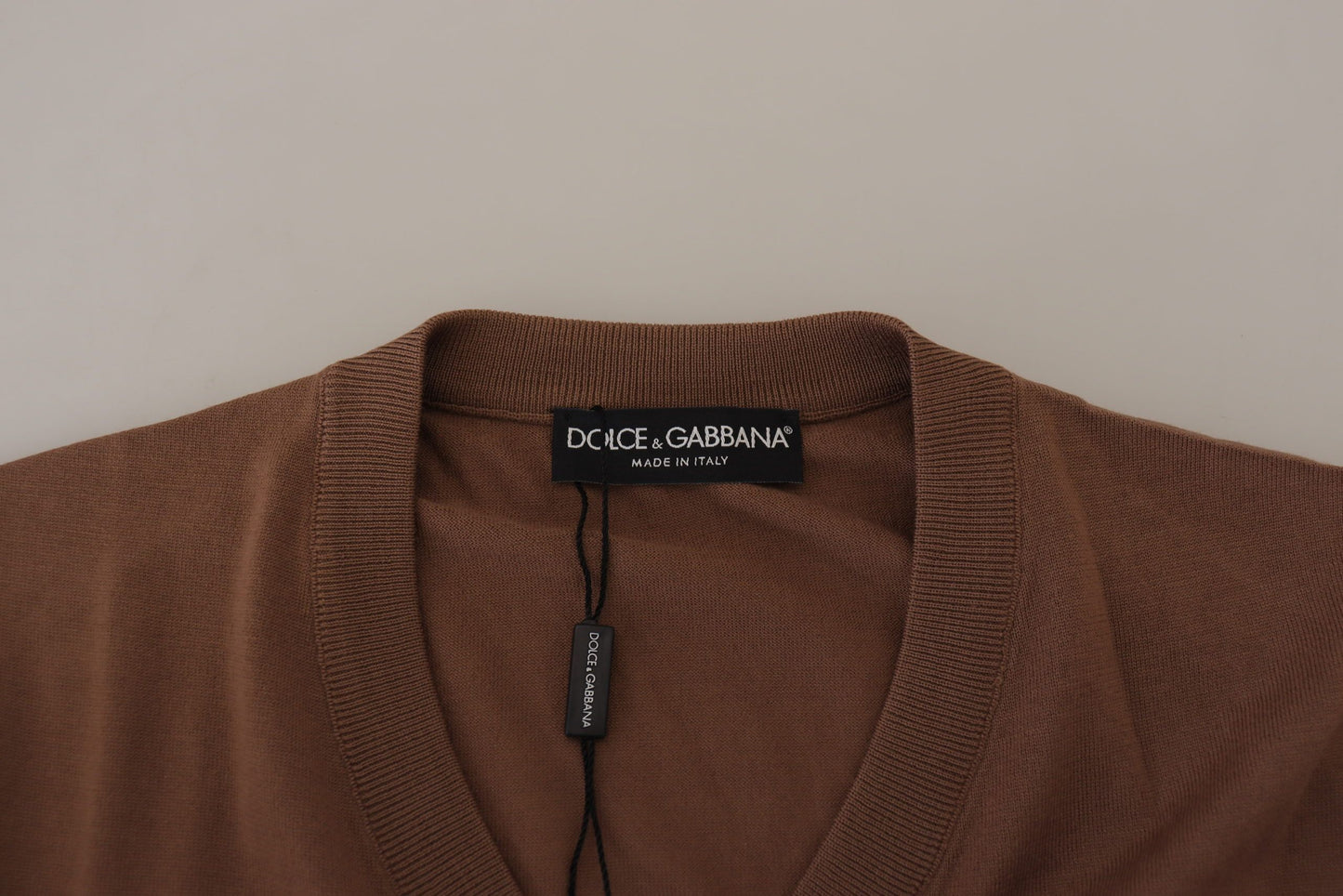 Dolce & Gabbana Brown Wool Men V-neck Pullover Sweater by Dolce & Gabbana