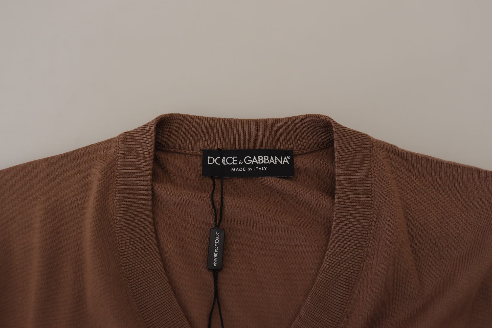 Dolce & Gabbana Brown Wool Men V-neck Pullover Sweater by Dolce & Gabbana