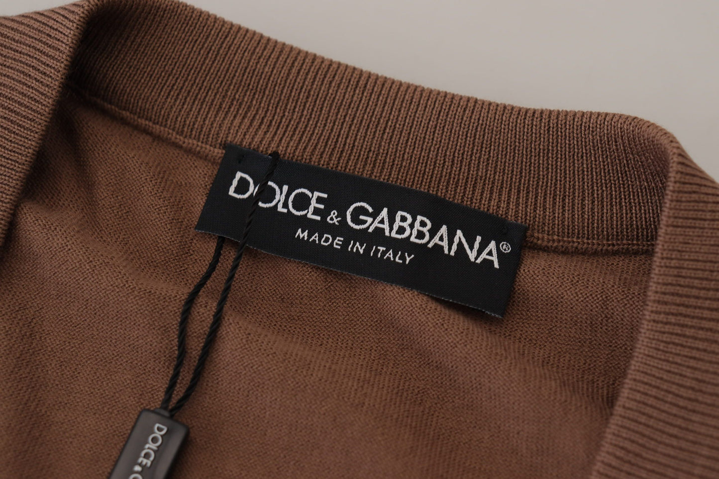 Dolce & Gabbana Brown Wool Men V-neck Pullover Sweater by Dolce & Gabbana