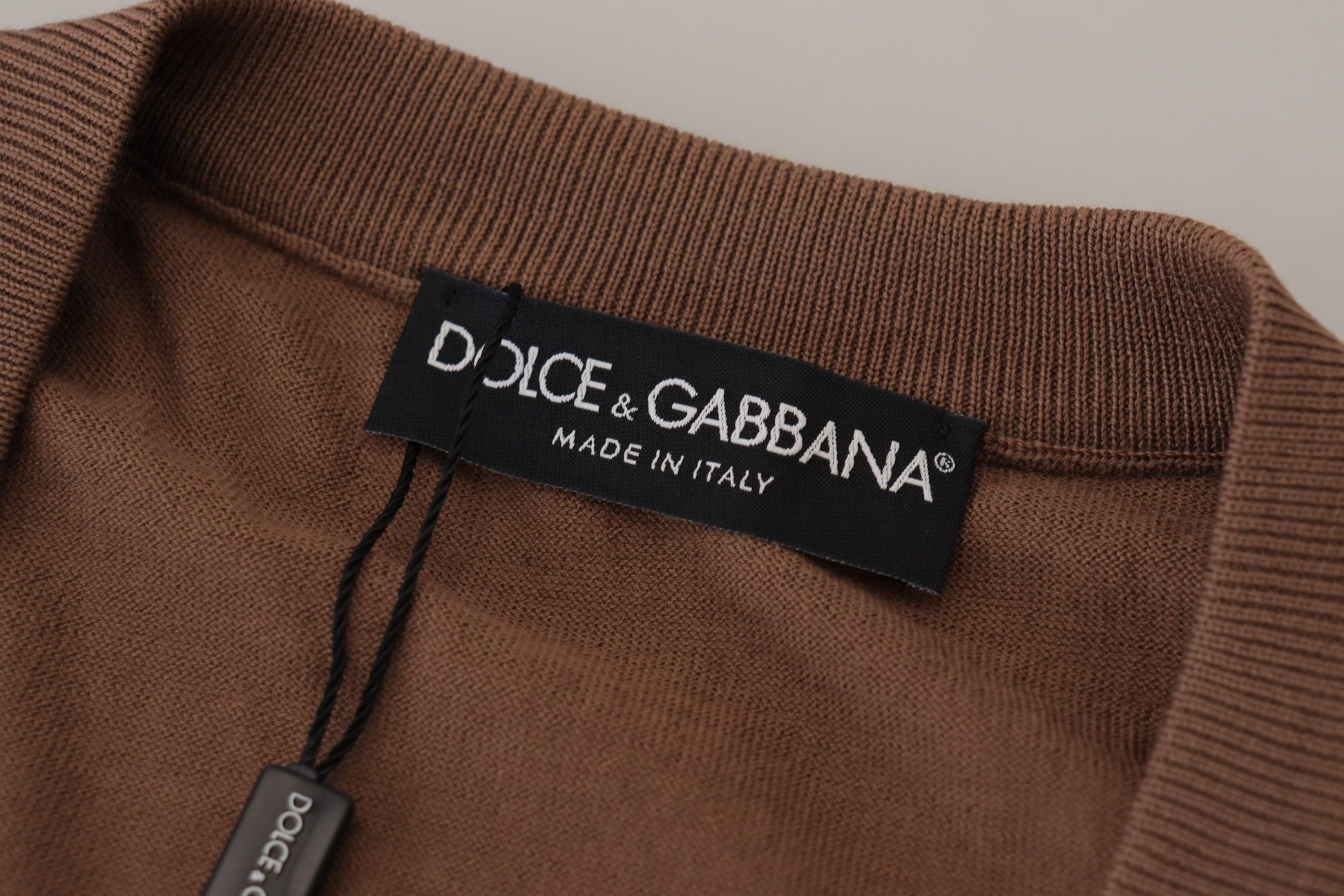 Dolce & Gabbana Brown Wool Men V-neck Pullover Sweater by Dolce & Gabbana