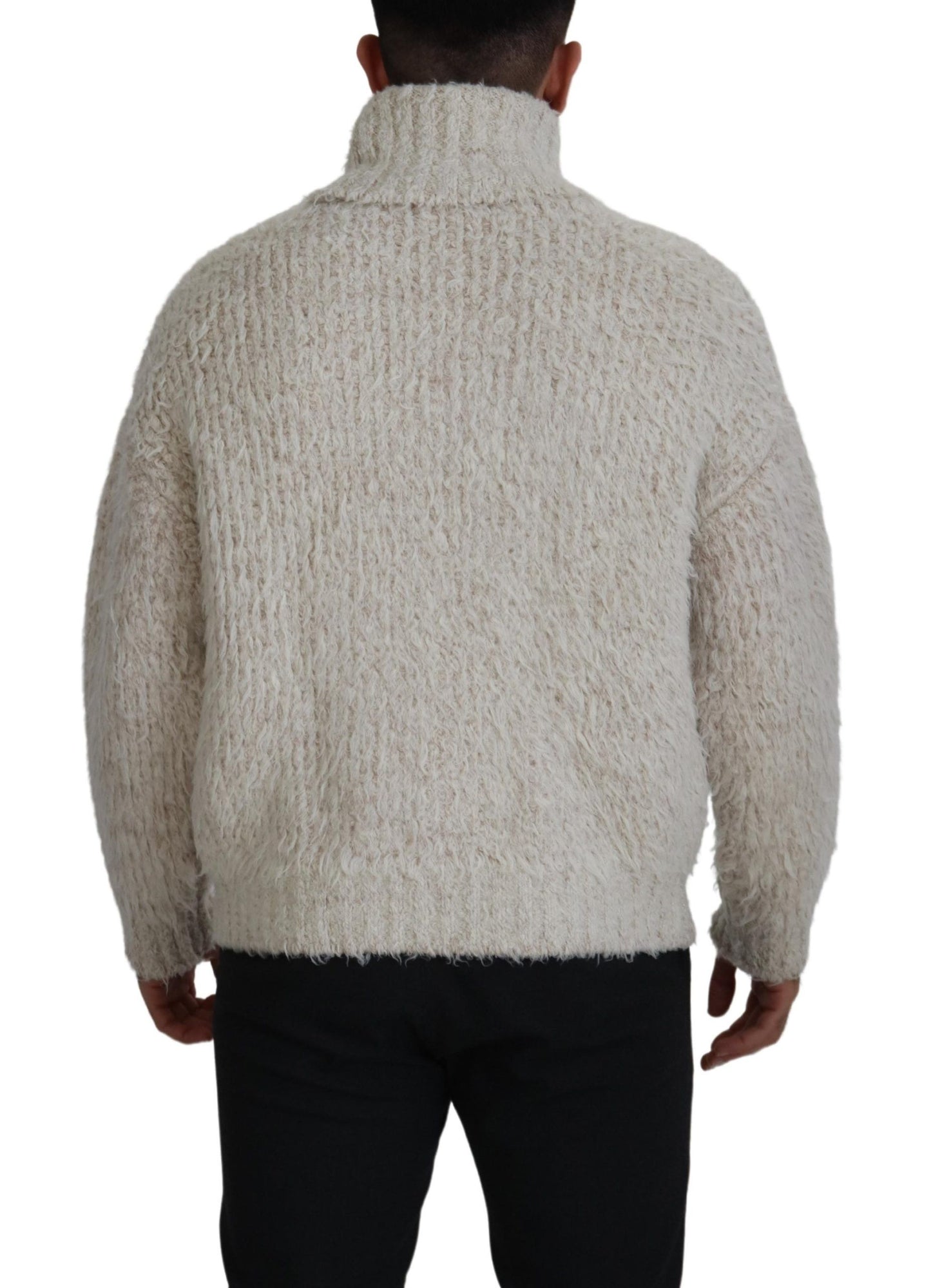 Dolce & Gabbana Cream Wool Knit Turtleneck Pullover Sweater by Dolce & Gabbana