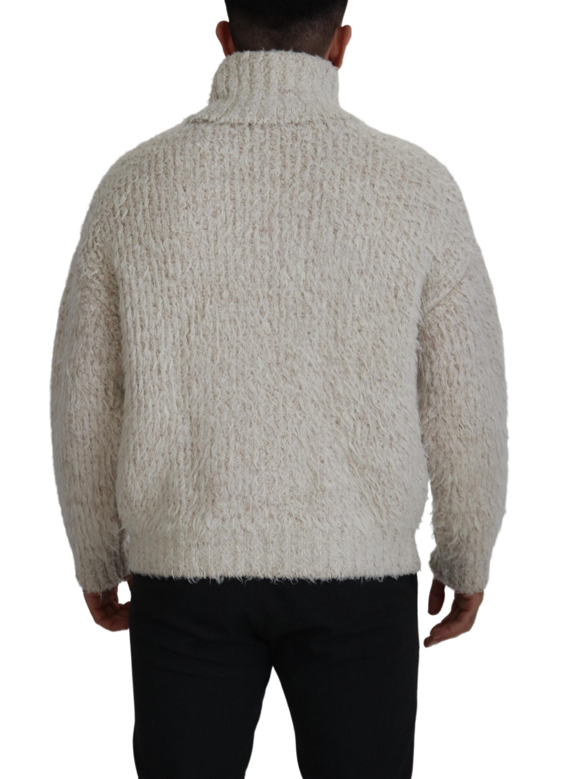 Dolce & Gabbana Cream Wool Knit Turtleneck Pullover Sweater by Dolce & Gabbana