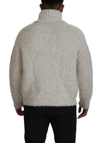 Dolce & Gabbana Cream Wool Knit Turtleneck Pullover Sweater by Dolce & Gabbana