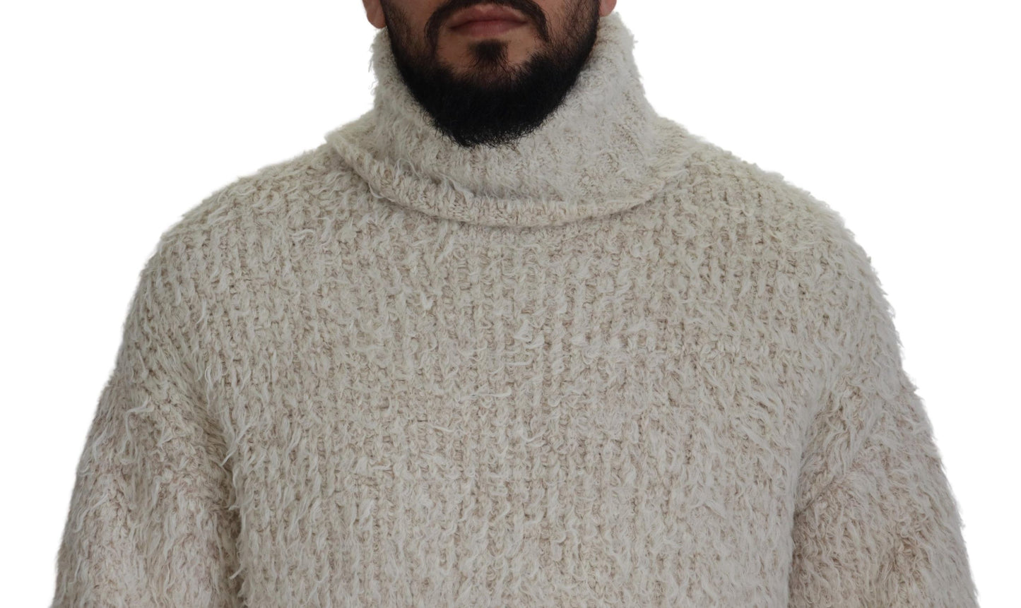 Dolce & Gabbana Cream Wool Knit Turtleneck Pullover Sweater by Dolce & Gabbana