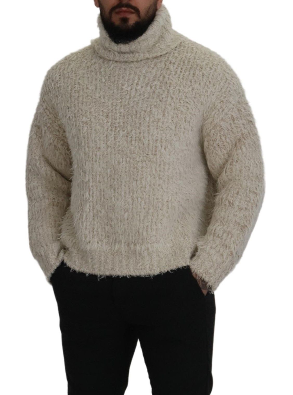 Dolce & Gabbana Cream Wool Knit Turtleneck Pullover Sweater by Dolce & Gabbana