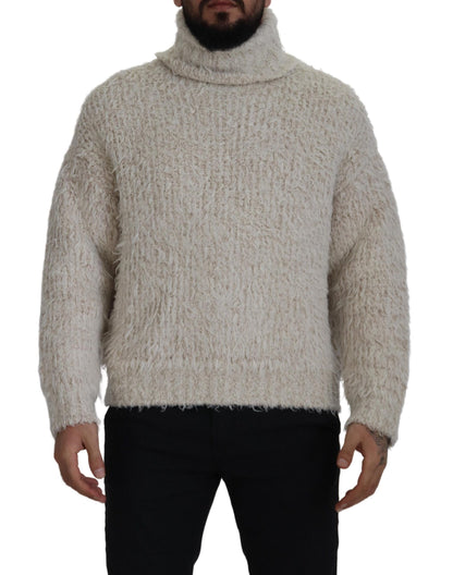 Dolce & Gabbana Cream Wool Knit Turtleneck Pullover Sweater by Dolce & Gabbana