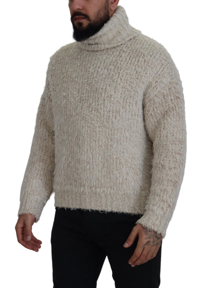 Dolce & Gabbana Cream Wool Knit Turtleneck Pullover Sweater by Dolce & Gabbana