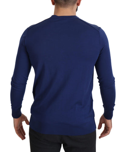 Dolce & Gabbana Blue Wool V-neck Button Down Cardigan Sweater by Dolce & Gabbana
