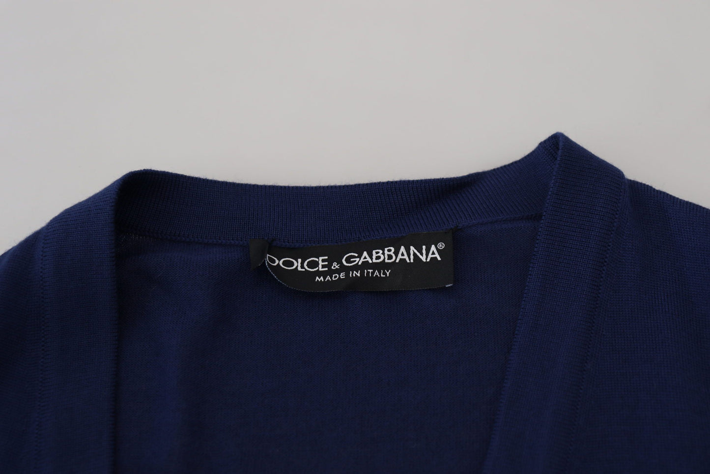 Dolce & Gabbana Blue Wool V-neck Button Down Cardigan Sweater by Dolce & Gabbana