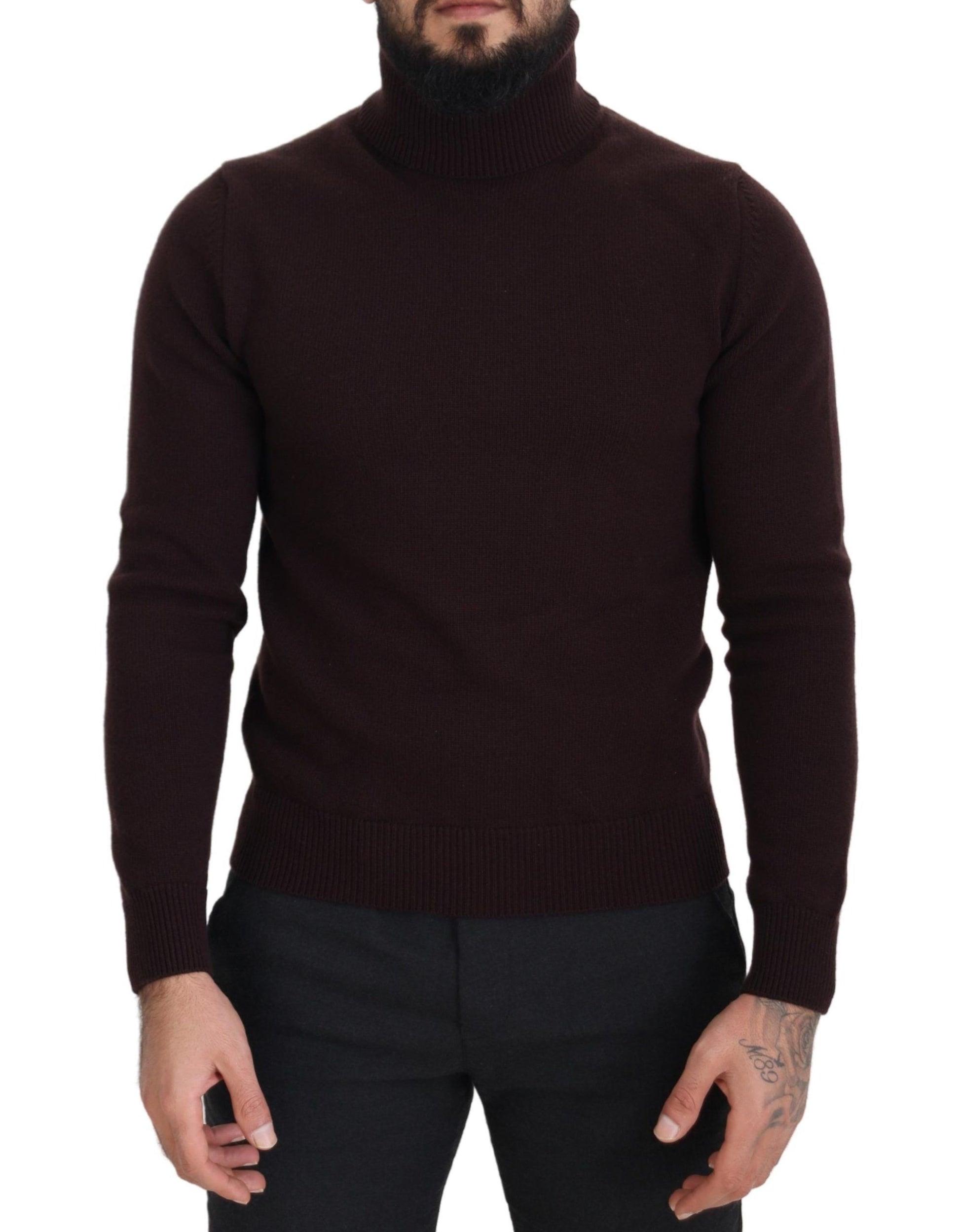 Dolce & Gabbana Brown Wool Turtle Neck Pullover Sweater by Dolce & Gabbana