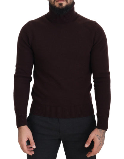 Dolce & Gabbana Brown Wool Turtle Neck Pullover Sweater by Dolce & Gabbana