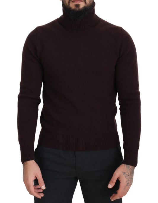 Dolce & Gabbana Brown Wool Turtle Neck Pullover Sweater by Dolce & Gabbana