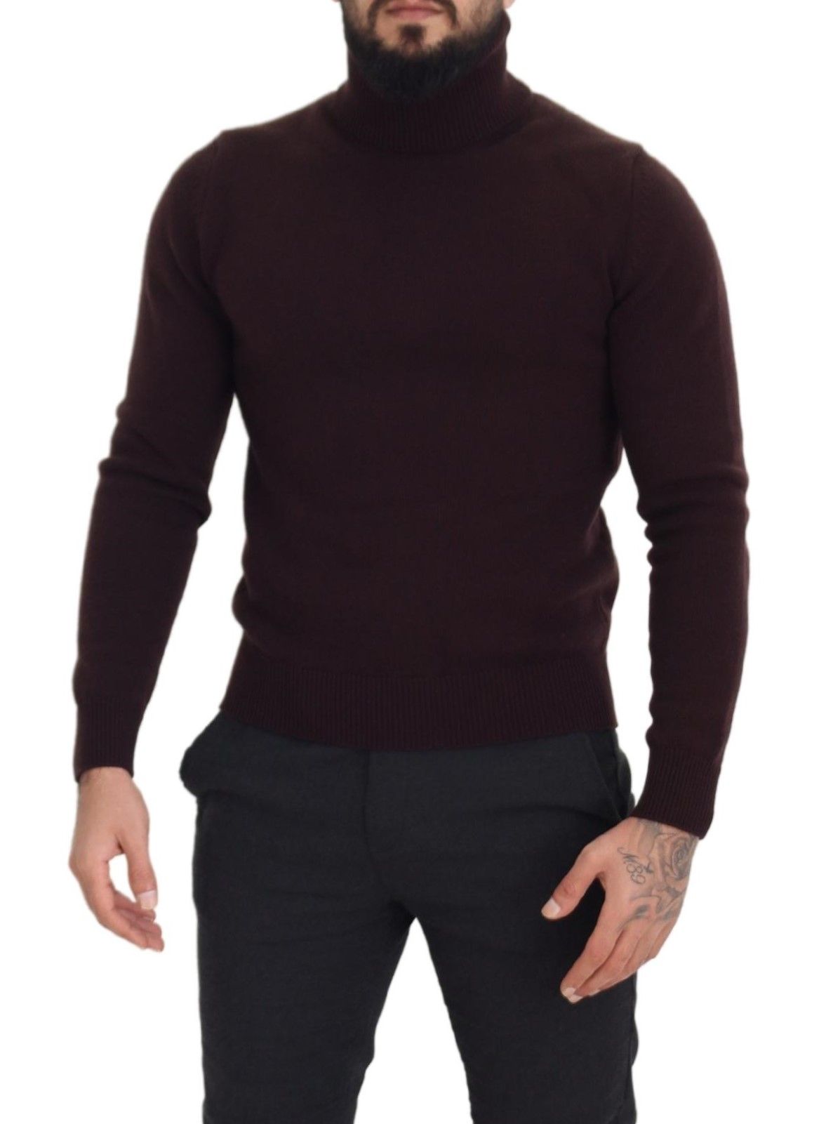 Dolce & Gabbana Brown Wool Turtle Neck Pullover Sweater by Dolce & Gabbana