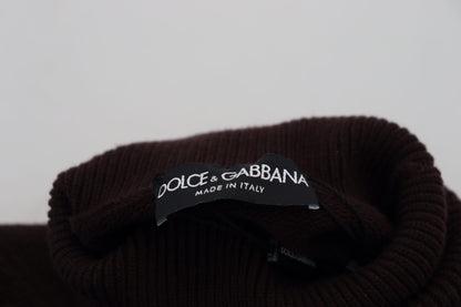 Dolce & Gabbana Brown Wool Turtle Neck Pullover Sweater by Dolce & Gabbana