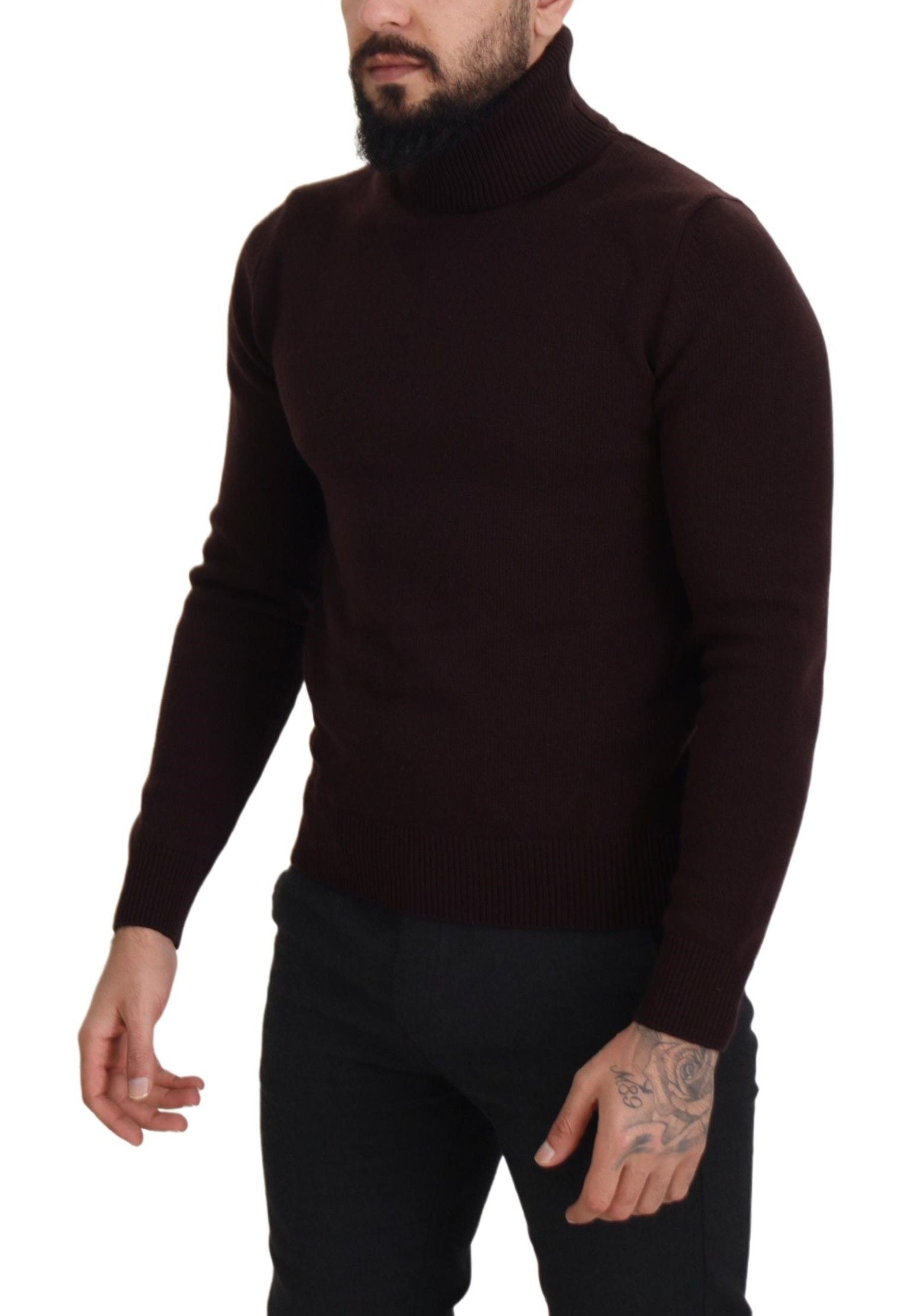 Dolce & Gabbana Brown Wool Turtle Neck Pullover Sweater by Dolce & Gabbana