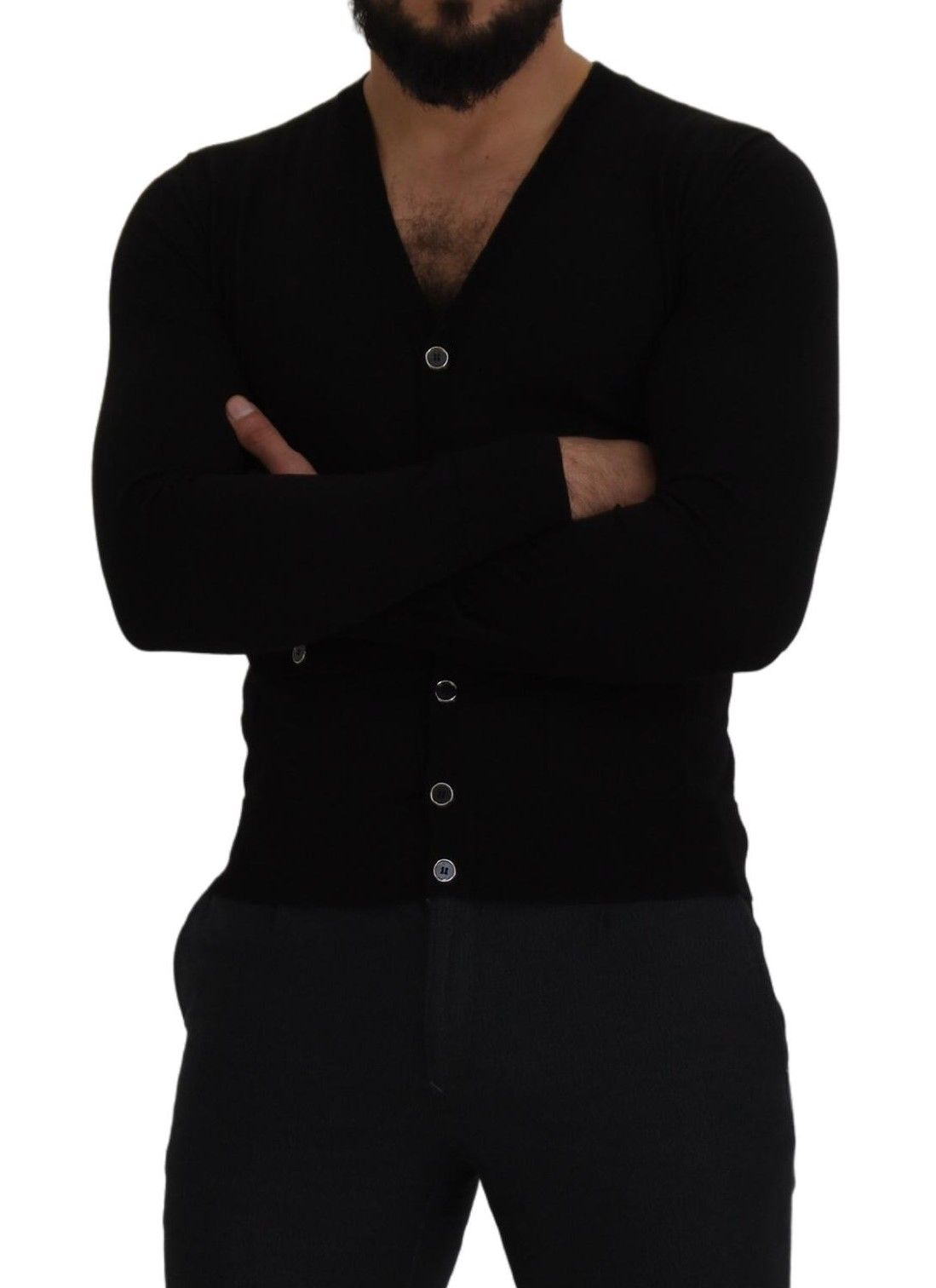 Dolce & Gabbana Black Wool Button Down Cardigan Sweater by Dolce & Gabbana