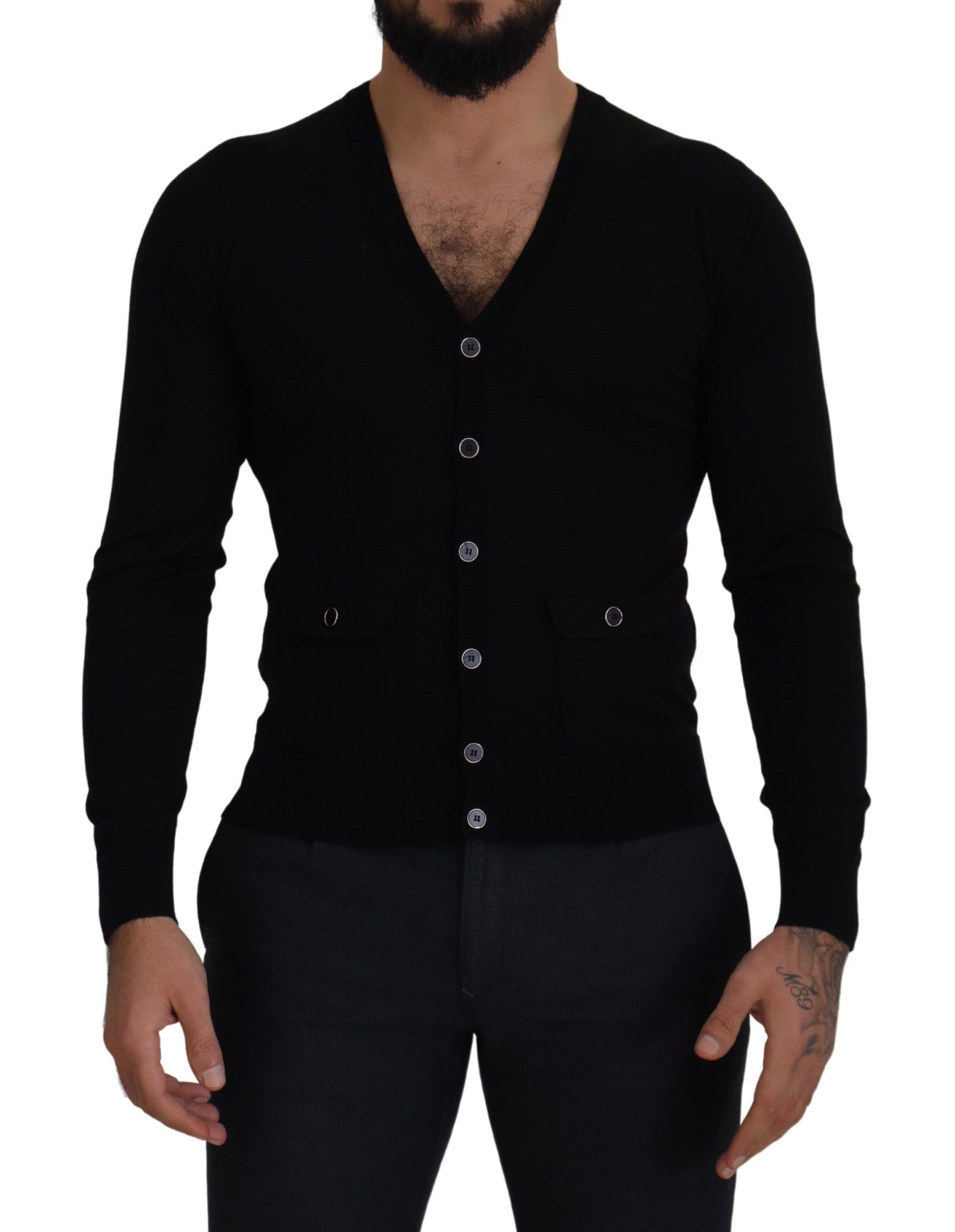 Dolce & Gabbana Black Wool Button Down Cardigan Sweater by Dolce & Gabbana