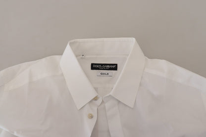Dolce & Gabbana White Cotton Peacock Feather Formal GOLD Shirt by Dolce & Gabbana