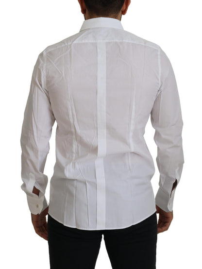 Dolce & Gabbana White Cotton Peacock Feather Formal GOLD Shirt by Dolce & Gabbana