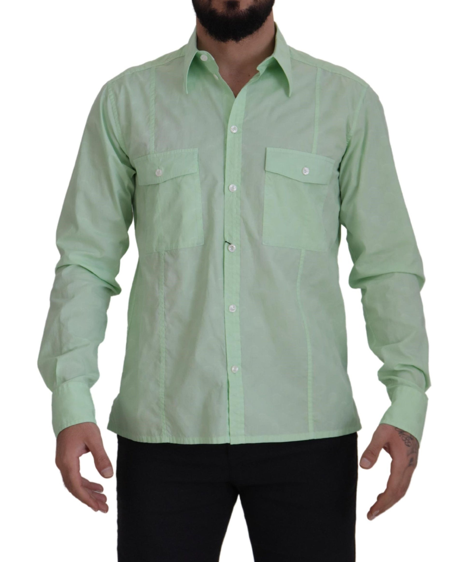 Dolce & Gabbana Mint Green Long Sleeves Button Down Shirt by Dolce & Gabbana