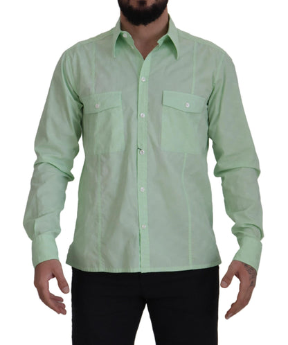 Dolce & Gabbana Mint Green Long Sleeves Button Down Shirt by Dolce & Gabbana