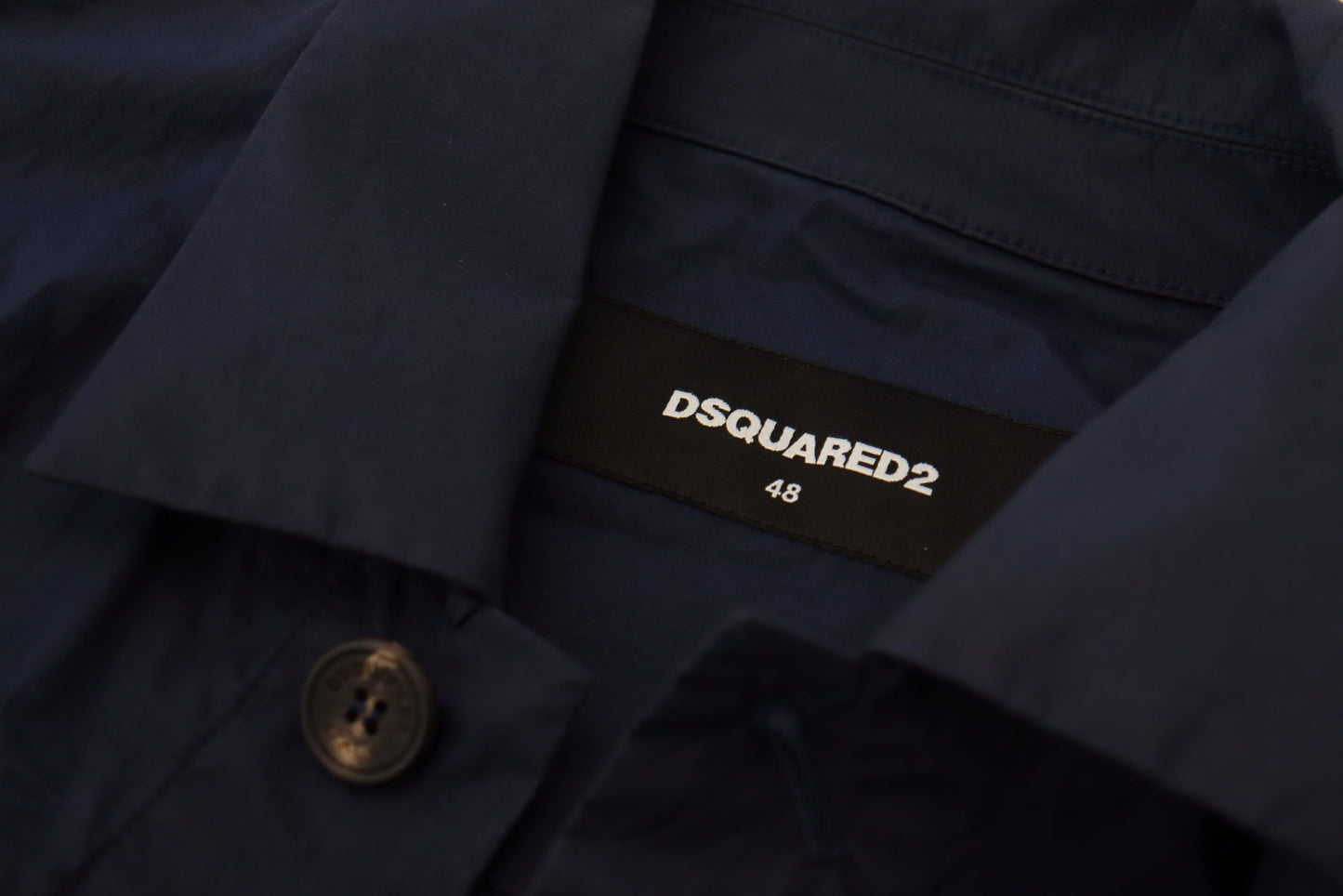 Dsquared² Dark Blue Cotton Collared Long Sleeves Casual Shirt by Dsquared²
