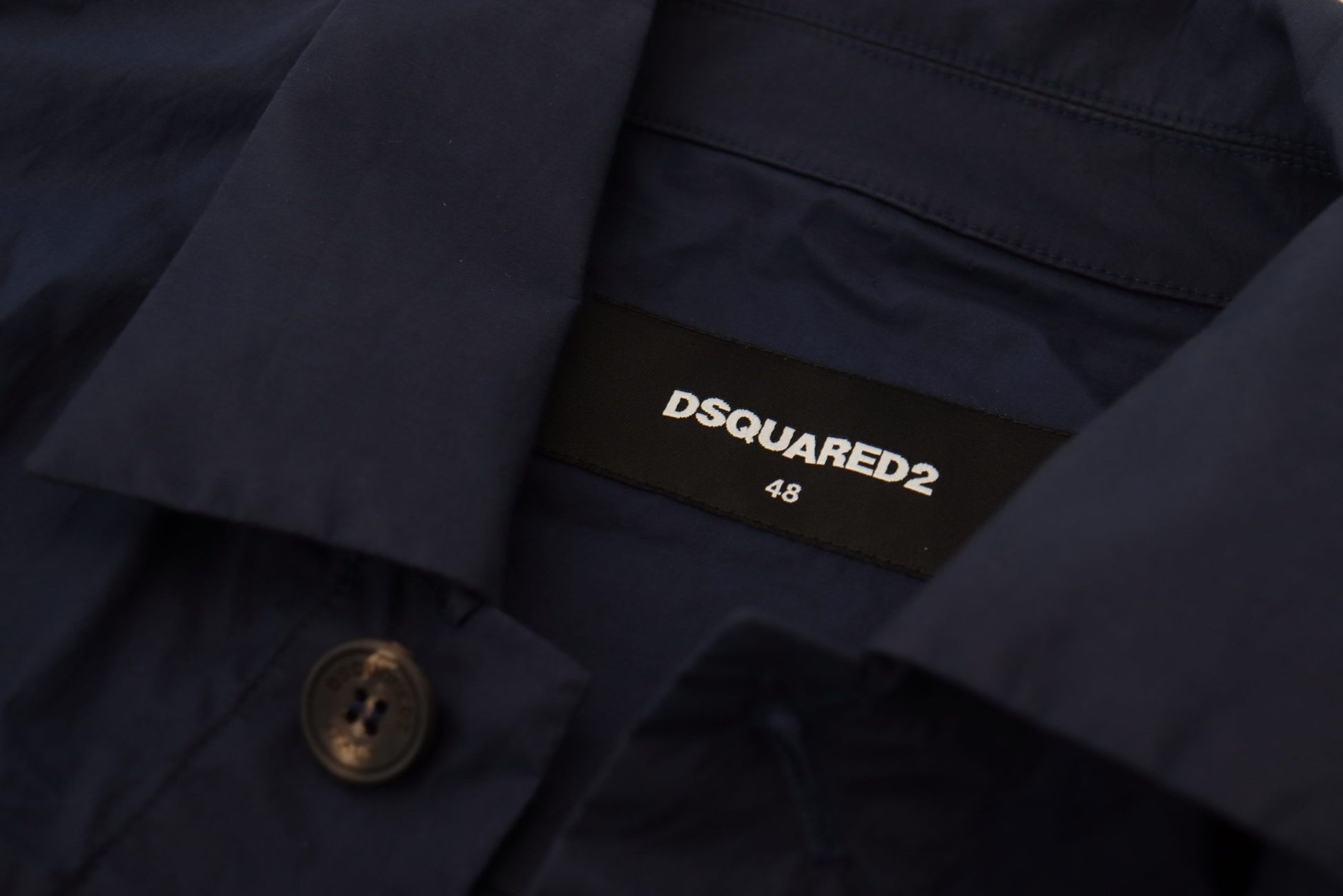Dsquared² Dark Blue Cotton Collared Long Sleeves Casual Shirt by Dsquared²