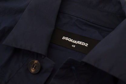 Dsquared² Dark Blue Cotton Collared Long Sleeves Casual Shirt by Dsquared²