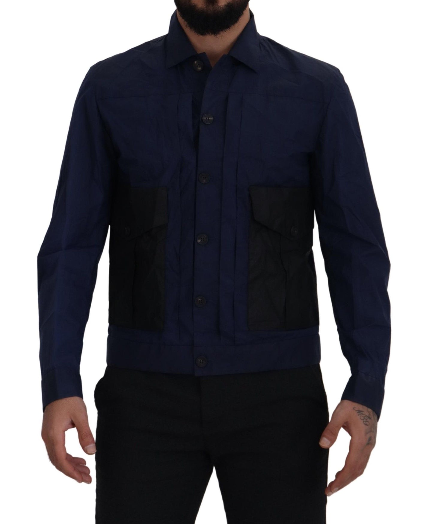 Dsquared² Dark Blue Cotton Collared Long Sleeves Casual Shirt by Dsquared²