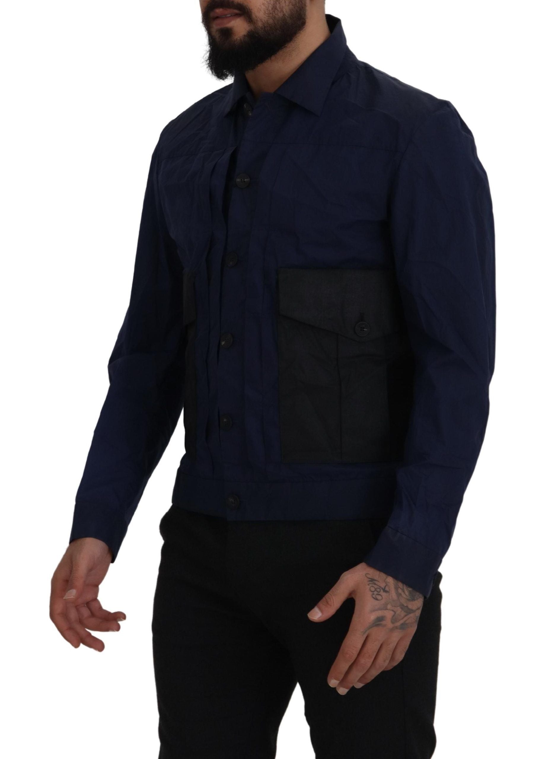 Dsquared² Dark Blue Cotton Collared Long Sleeves Casual Shirt by Dsquared²