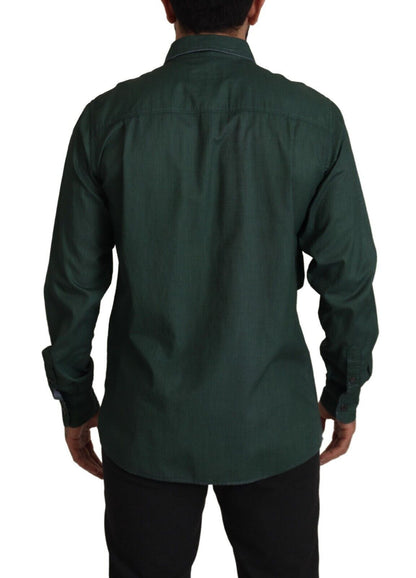Dolce & Gabbana Dark Green Button Down Long Sleeves Shirt by Dolce & Gabbana