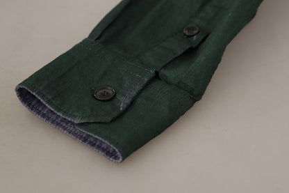 Dolce & Gabbana Dark Green Button Down Long Sleeves Shirt by Dolce & Gabbana