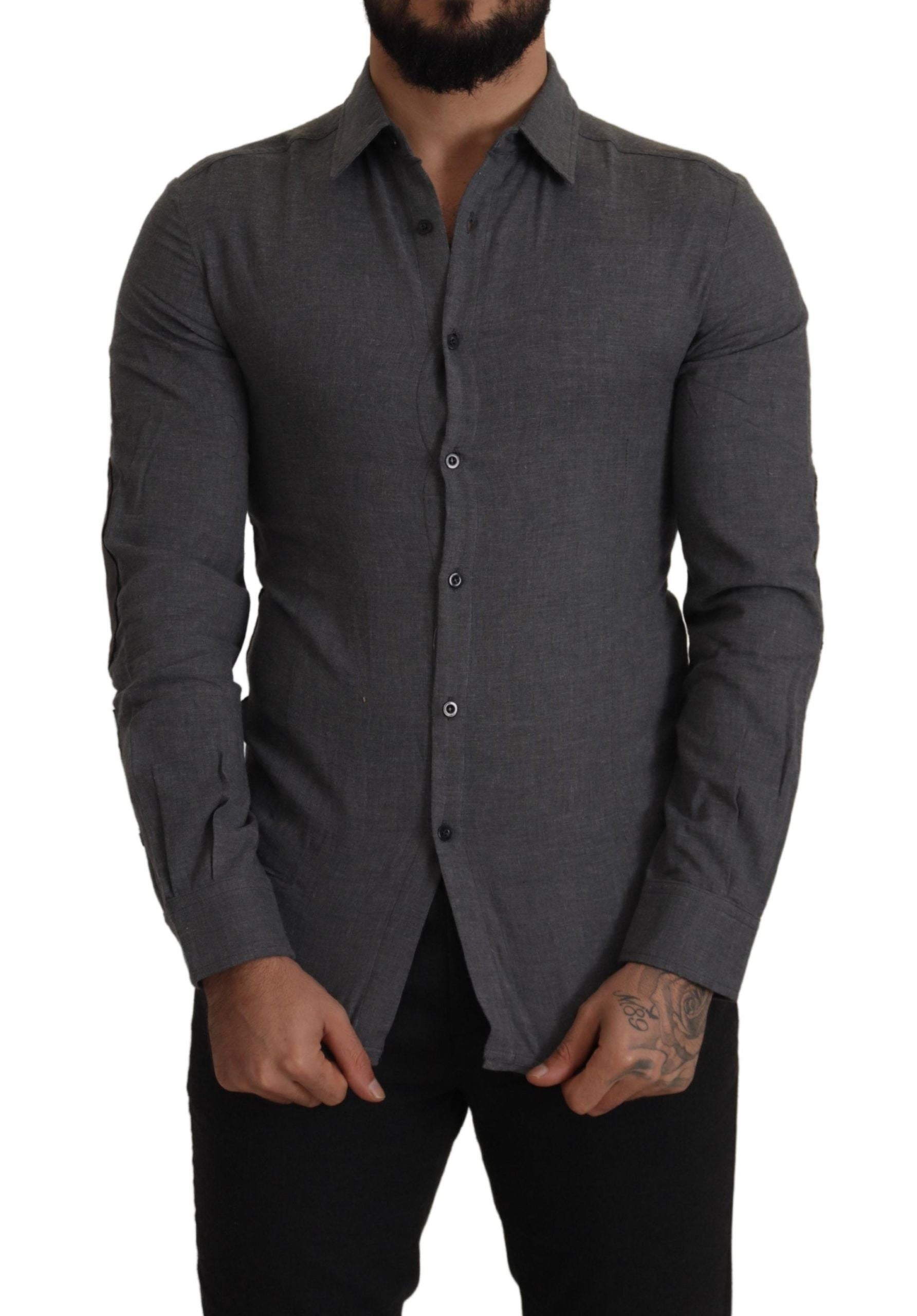 Costume National Dark Gray Cotton Casual Mens Shirt by Costume National