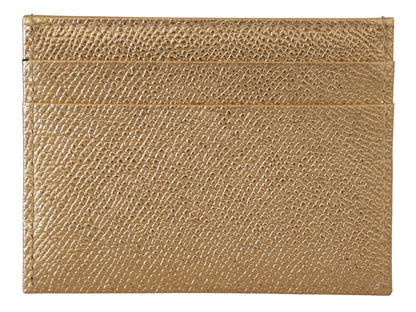 Porte-cartes élégant en cuir doré Dolce &amp; Gabbana