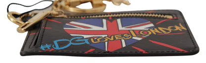 Dolce &amp; Gabbana Black Leather #DGLovesLondon Keyring Cardholder Coin Case