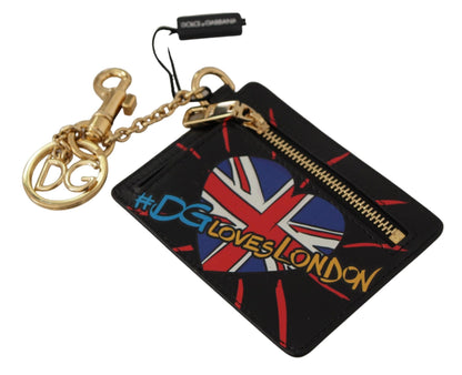 Dolce &amp; Gabbana Black Leather #DGLovesLondon Keyring Cardholder Coin Case