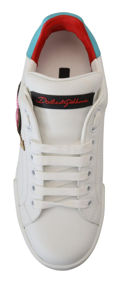 Baskets élégantes en cuir blanc Portofino de Dolce &amp; Gabbana