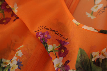 Dolce &amp; Gabbana Chemisier élégant en soie à fleurs avec fermeture éclair dans le dos