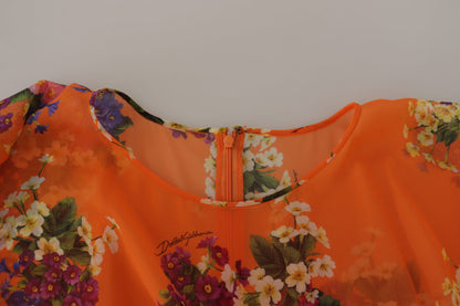Dolce &amp; Gabbana Chemisier élégant en soie à fleurs avec fermeture éclair dans le dos