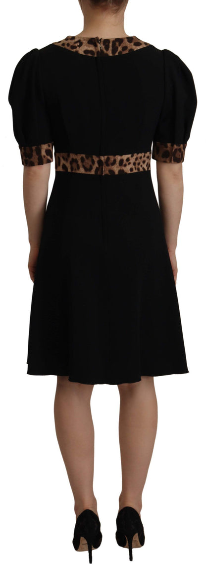 Dolce & Gabbana Black Leopard A-line Knee Length Dress by Dolce & Gabbana