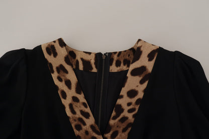 Dolce & Gabbana Black Leopard A-line Knee Length Dress by Dolce & Gabbana