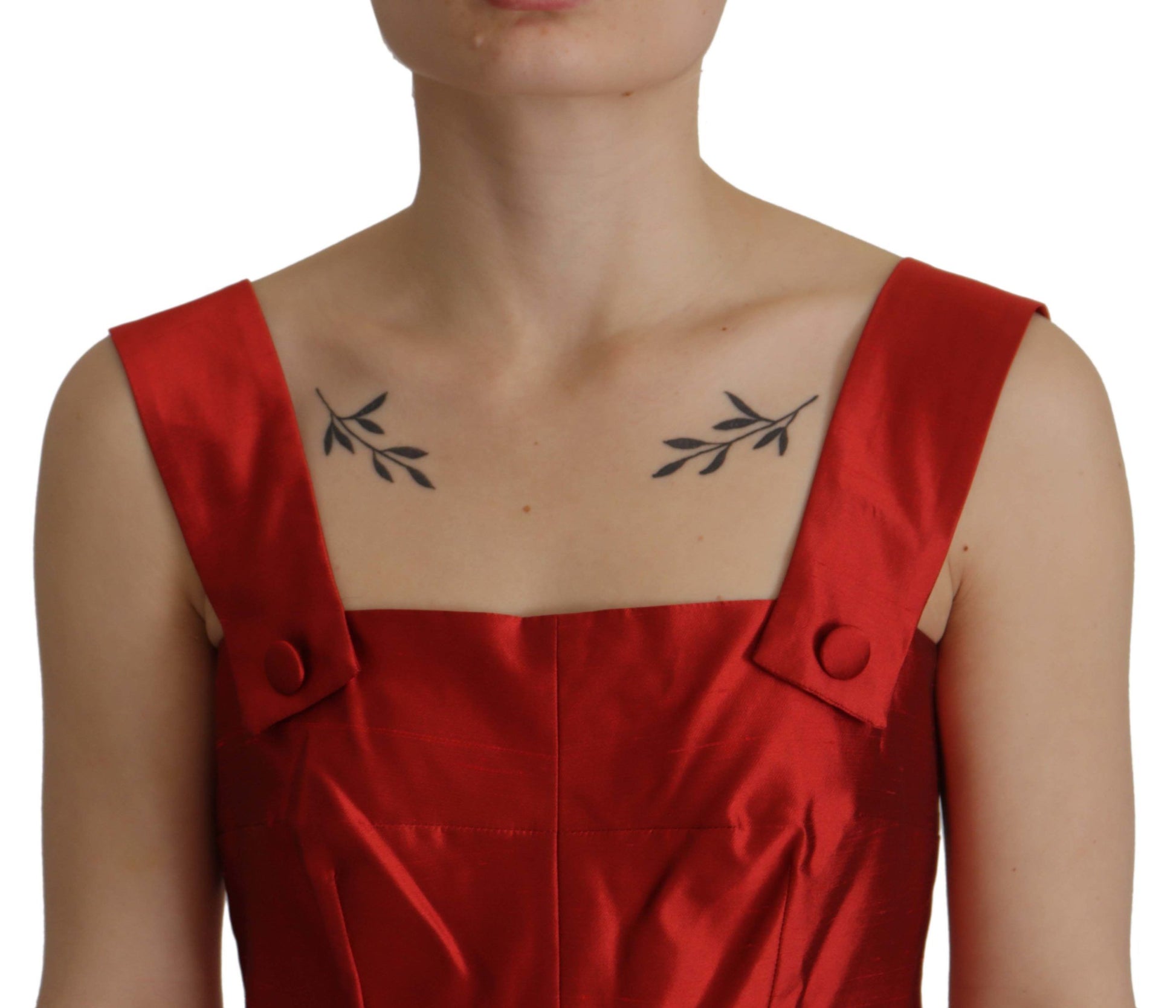 Dolce & Gabbana Red A-line Pleated Satin Silk Dress by Dolce & Gabbana