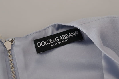 Dolce & Gabbana Blue Floral Applique Midi Viscose Dress by Dolce & Gabbana