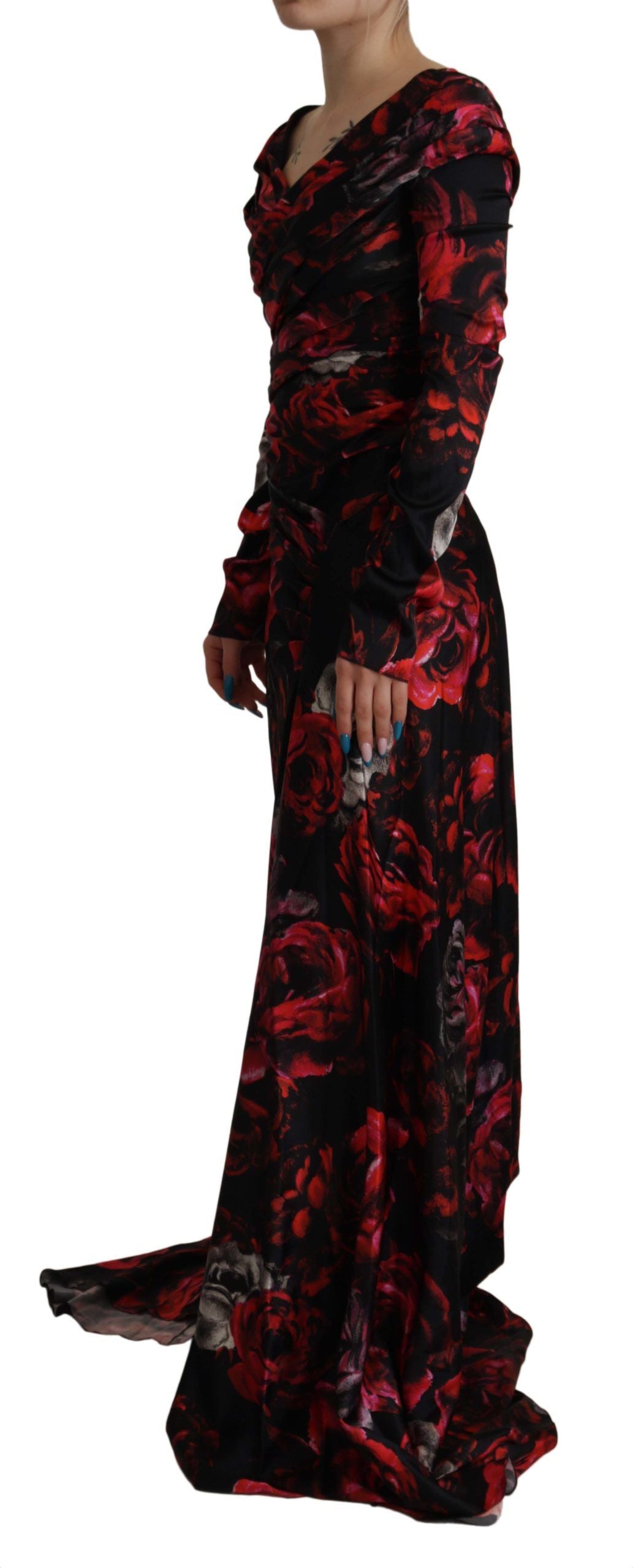 Dolce & Gabbana Black Floral Roses A-Line Sheath Gown Dress by Dolce & Gabbana