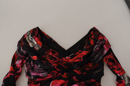 Dolce & Gabbana Black Floral Roses A-Line Sheath Gown Dress by Dolce & Gabbana