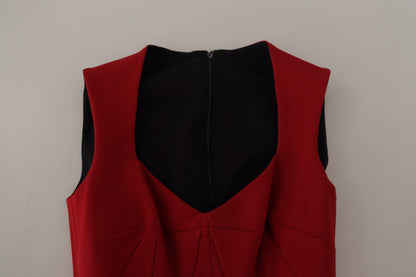 Dolce & Gabbana Red Sweetheart Neck Bodycon Midi Dress by Dolce & Gabbana