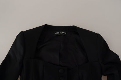 Dolce &amp; Gabbana - Veste noire élégante à boutons-pression avec doublure en soie