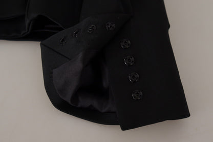 Dolce &amp; Gabbana - Veste noire élégante à boutons-pression avec doublure en soie