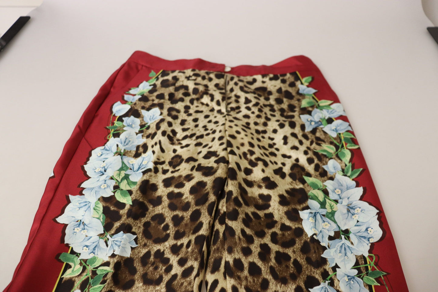 Dolce & Gabbana Multicolor Leopard Flora Printed Mid Waist Trouser Pants by Dolce & Gabbana